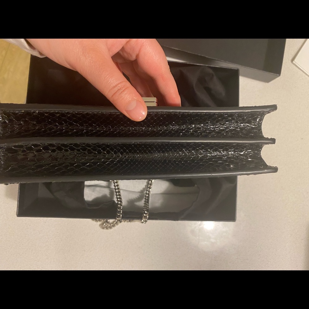 Black Ysl Python Bag With Silver Adjustable Straps - image 4